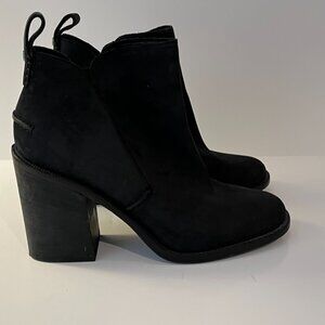 UGG Australia Pixley Black Leather Ankle Boots Bootie Block Heels Women's Size 9